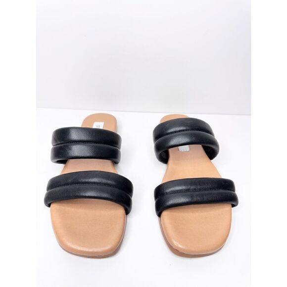 Steve Madden Sandals Womens Size 7 Black Leather Double Strap Open Toe - Picture 3 of 9